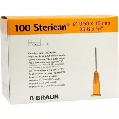STERICAN Ins.Einm.Kan.0,5x16 mm, 100 unid