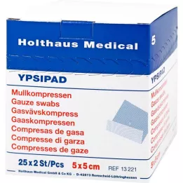 MULLKOMPRESSEN Ypsipad 5x5 cm estéril 8 camadas, 25X2 pcs