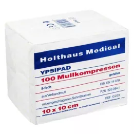 MULLKOMPRESSEN Ypsipad 10x10 cm não estéril 8 camadas, 100 unidades
