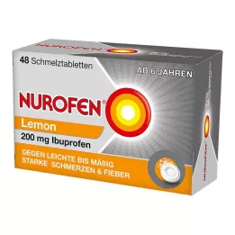 NUROFEN Comprimidos derretíveis de limão de 200 mg, 48 unidades
