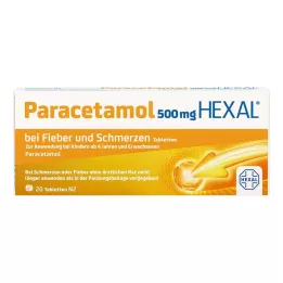 PARACETAMOL 500 mg HEXAL para comprimidos para febre e dor, 20 unidades