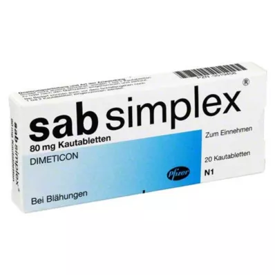 SAB comprimidos mastigáveis simplex, 20 unidades