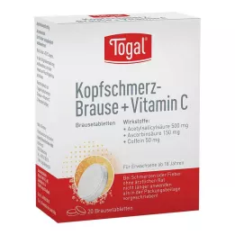 TOGAL Dor de cabeça efervescente + comprimidos efervescentes de vitamina C, 20 unidades