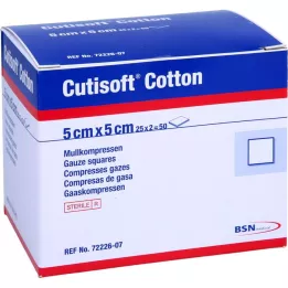 CUTISOFT Compressa de algodão 5x5 cm estéril 12 camadas, 25X2 unidades