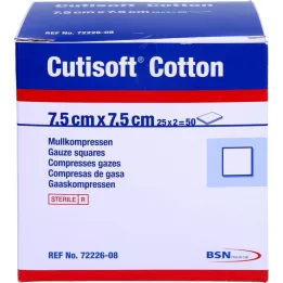 CUTISOFT Algodão compre.7,5x7,5 cm ester.12 dobras, 25X2 un