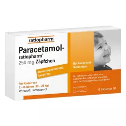 PARACETAMOL-ratiopharm 250 mg supositórios, 10 unidades