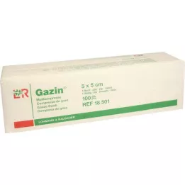 GAZIN Gaze comp. 5x5 cm não estéril operação de 12 dobras, 100 pcs
