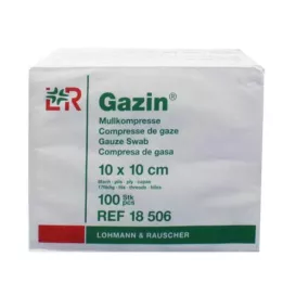 GAZIN Gaze comp. 10x10 cm não estéril operação de 8 dobras, 100 pcs