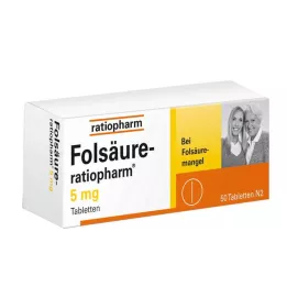 FOLSÄURE-RATIOPHARM Comprimidos de 5 mg, 50 unidades
