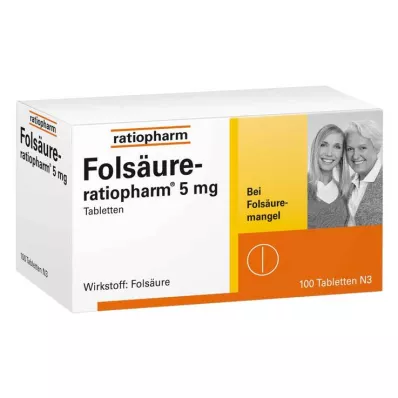 FOLSÄURE-RATIOPHARM Comprimidos de 5 mg, 100 unidades FOLSÄURE-RATIOPHARM Comprimidos de 5 mg, 100 unidades