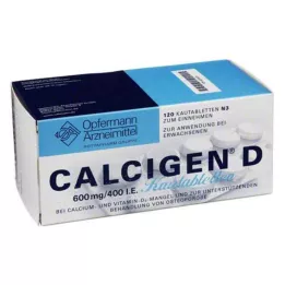 CALCIGEN D 600 mg/400 I.E. comprimidos mastigáveis, 120 unidades