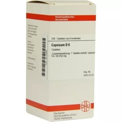 CAPSICUM D 6 comprimidos, 200 unidades