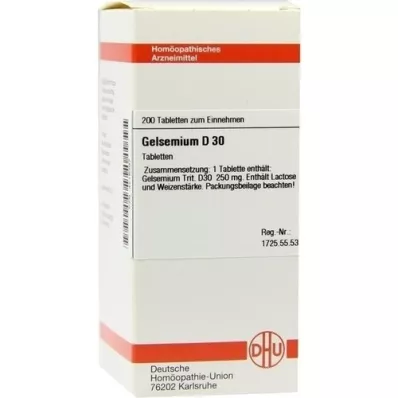 GELSEMIUM D 30 comprimidos, 200 unidades GELSEMIUM D 30 comprimidos, 200 unidades
