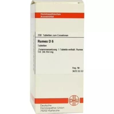 RUMEX D 6 comprimidos, 200 unidades