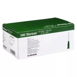 STERICAN Cânulas 21 Gx4 4/5 0,8x120 mm, 100 unidades