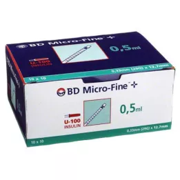BD MICRO-FINE+ Seringa de insulina 0,5 ml U100 12,7 mm, 100X0,5 ml