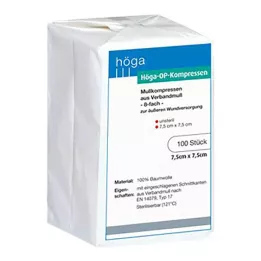 HÖGA-KOMPRESSEN OP 7,5x7,5 cm não estéril 8 dobras, 100 unid