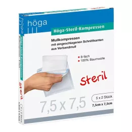 HÖGA-KOMPRESSEN 7,5x7,5 cm estéril 8 vezes, 5X2 unidades