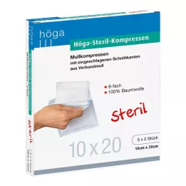 HÖGA-KOMPRESSEN 10x20 cm estéril 8 dobras, 5X2 peças