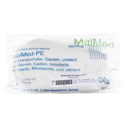 Luvas uma vez polyeth.Mulheres, 100 peças