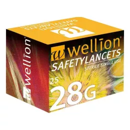 WELLION Lancetas de segurança descartáveis 28 G, 25 unidades