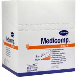 MEDICOMP ranhura de drenagem comp.estéril 7,5x7,5 cm, 50 unid