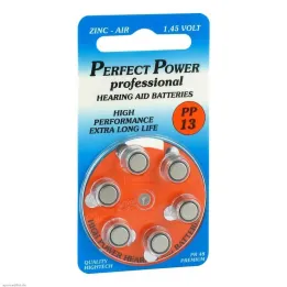 Baterias para aparelhos auditivos Power PP 13, 6 unid