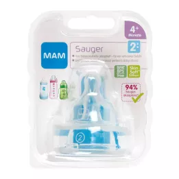 MAM Tetina tamanho 2 4+ meses de silicone, 2 peças