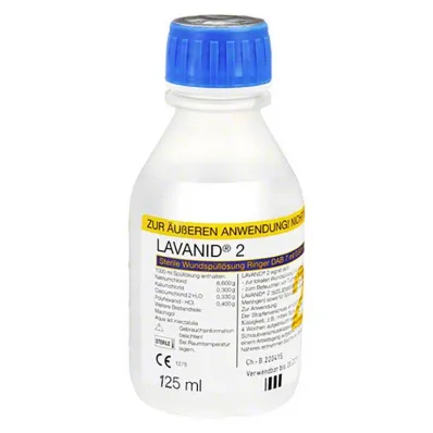 Lavanid 2 solução de irrigação de feridas, 125 ml Lavanid 2 solução de irrigação de feridas, 125 ml