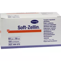 SOFT ZELLIN Compressas com álcool 30x60 mm, 100 un