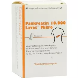 PANKREATIN 10.000 cápsulas duras de micro suco gástrico Laves, 50 unidades