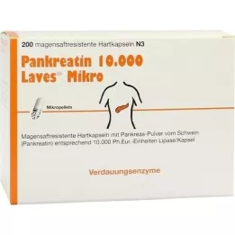 PANKREATIN 10.000 cápsulas duras de micro suco gástrico Laves, 200 unidades