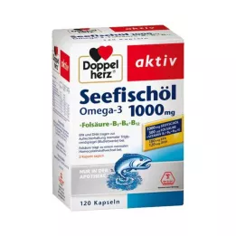 DOPPELHERZ Óleo de peixe marinho ômega-3 1.000 mg + Fols.Caps., 120 unidades