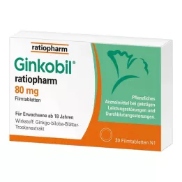 GINKOBIL-ratiopharm 80 mg comprimidos revestidos por película, 30 unidades