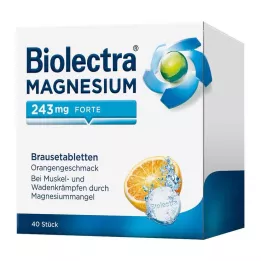BIOLECTRA Magnésio 243 mg forte Laranja comprimidos efervescentes, 40 unidades