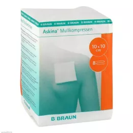 ASKINA Compressas de gaze 10x10 cm não estéreis 8 camadas, 100 unidades