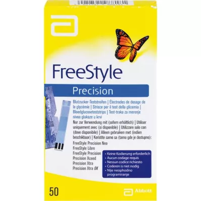 FREESTYLE Tiras de teste de glicemia de precisão sem codificação, 50 unidades FREESTYLE Tiras de teste de glicemia de precisão sem codificação, 50 unidades