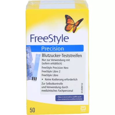FREESTYLE Tiras de teste de glicemia de precisão sem codificação, 100 unidades