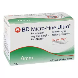 BD MICRO-FINE+ 4 agulhas para caneta 0,23x4 mm, 100 unidades