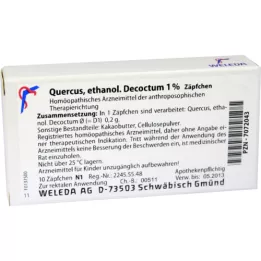QUERCUS ETHANOL.Supositórios Decoctum 1%, 10 unidades