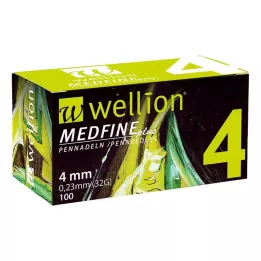 WELLION MEDFINE mais agulhas para caneta 4 mm, 100 unidades