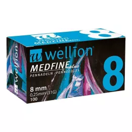 WELLION MEDFINE mais agulhas para caneta 8 mm, 100 unidades