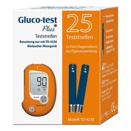 GLUCO TEST Tiras de teste de glicemia Plus, 25 unidades