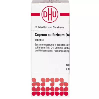 CUPRUM SULFURICUM D 4 comprimidos, 80 unidades CUPRUM SULFURICUM D 4 comprimidos, 80 unidades