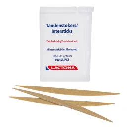 Palitos dentais Lactona Intersticks sabor menta, com duas pontas, 100 unidades