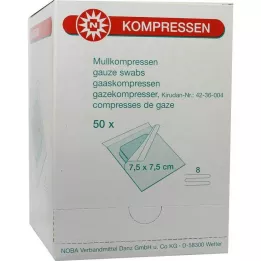 MULLKOMPRESSEN 7,5x7,5 cm estéril 8 vias, 50X2 pcs