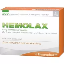 HEMOLAX 5 mg de resistência entérica. comprimidos revestidos, 200 unidades
