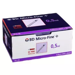 BD MICRO-FINE+ Seringa de insulina 0,5 ml U100 8 mm, 100X0,5 ml