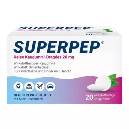 SUPERPEP Drageias de goma de mascar para viagem 20 mg, 20 unidades