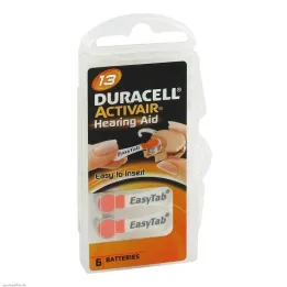 Baterias para aparelhos auditivos Duracell 13, 6 peças